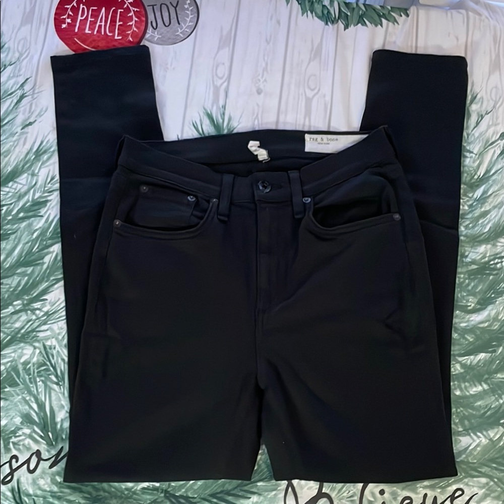 rag and bone black high rise ankle skinny jeans